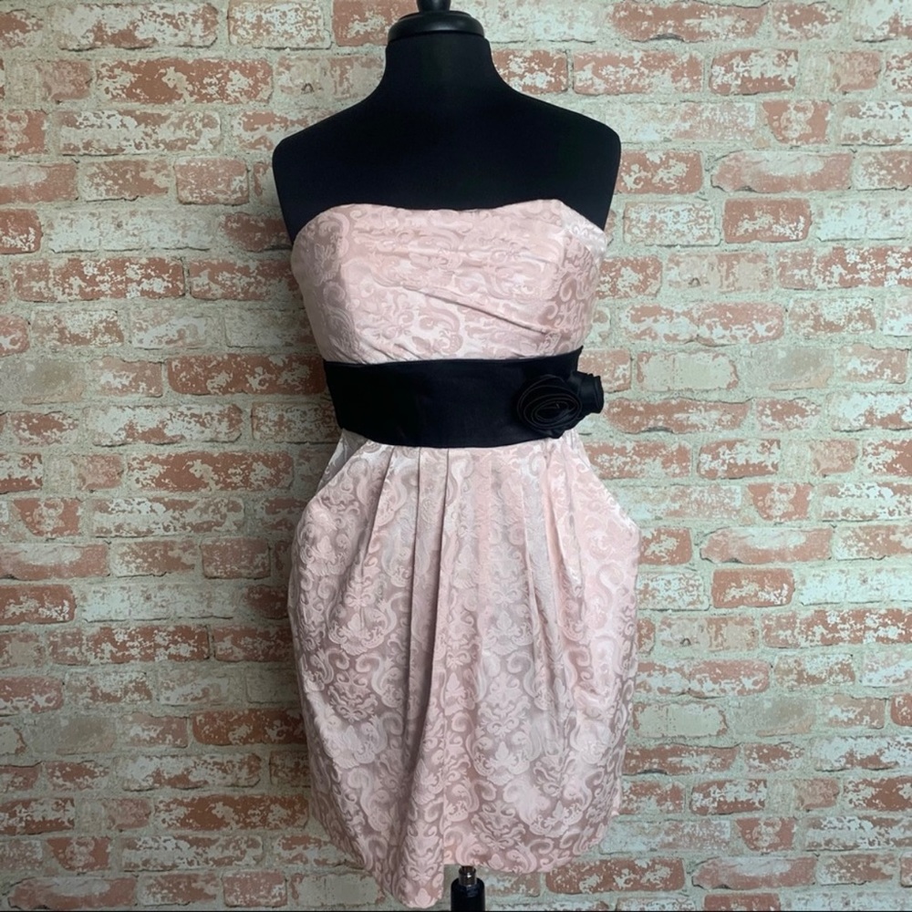 SPEECHLESS Dress Pink Strapless Size 9 Juniors Brocade 80s 90s
